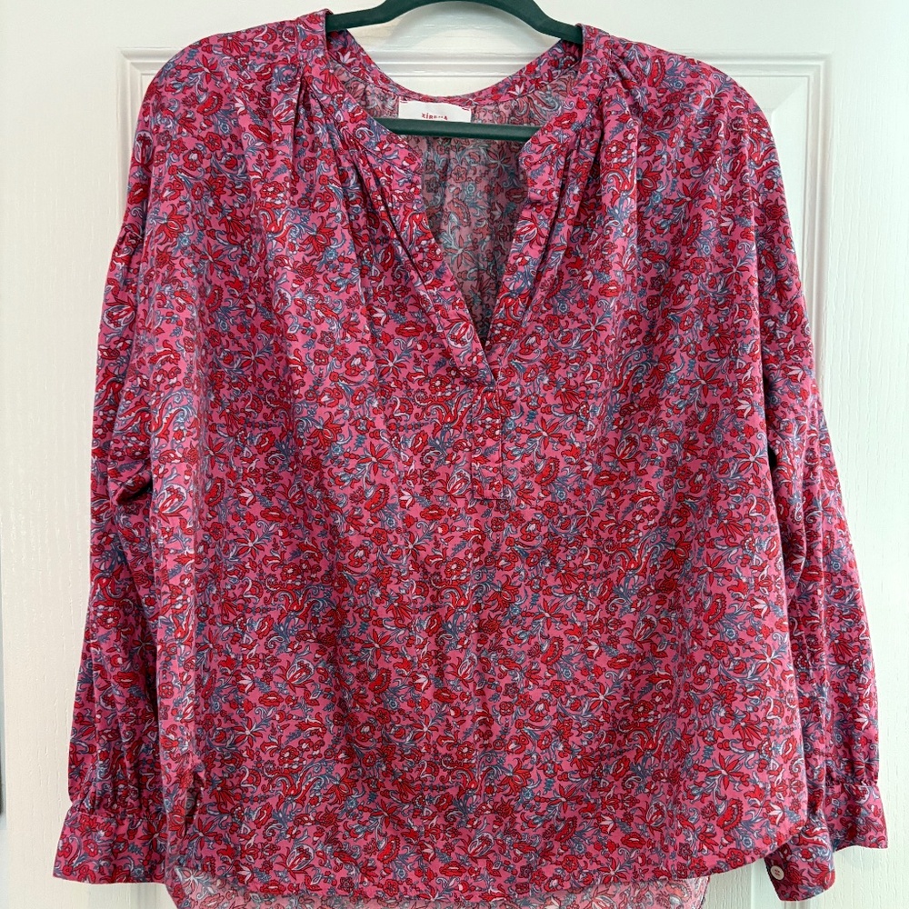 Xirena- Pink Floral Long Sleeve Top-M